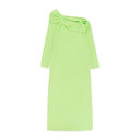 OFF THE SHOULDER W ONE STRAP LIME GREEN MAXI DRESS