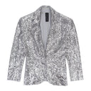 OVERLAPPING SEQUIN SINGLE BREASTED SILVER JACKET