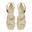 WEAVED ANKLE STRAP OFF-WHITE PLATFORM HEELS