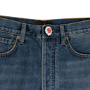 CROCHET APPLIQUE DENIM HONOLULU WASH BLUE SHORTS