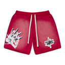 SCREEN PRINTED RED SHORTS