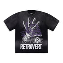 WASHED CHARCOAL RETROVERT HAND BLACK T-SHIRT