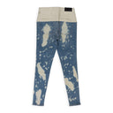 CONTRAST WITH LEATHER BLEACH INDIGO WHITE SKINNY JEANS