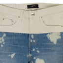 CONTRAST WITH LEATHER BLEACH INDIGO WHITE SKINNY JEANS