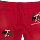 EXCLUSIVE PATCH FLARE RED SWEATPANTS