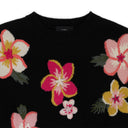 FLOWERS INTARSIA BLACK SWEATER