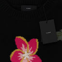 FLOWERS INTARSIA BLACK SWEATER