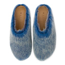 LONG HAIR CALFSKIN FUSSBETT SABOT BLUE LILAC SLIPPERS