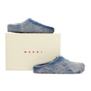 LONG HAIR CALFSKIN FUSSBETT SABOT BLUE LILAC SLIPPERS