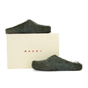 LONG HAIR CALFSKIN FUSSBETT SABOT BLUE SODALITE SLIPPERS