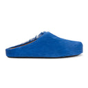 LONG HAIR CALFSKIN FUSSBETT SABOT MAZARINE BLUE SLIPPERS