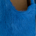 LONG HAIR CALFSKIN FUSSBETT SABOT MAZARINE BLUE SLIPPERS