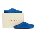 LONG HAIR CALFSKIN FUSSBETT SABOT MAZARINE BLUE SLIPPERS