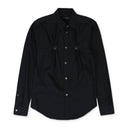 BLACK PLEATS BUTTON-DOWN SHIRT