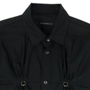 BLACK PLEATS BUTTON-DOWN SHIRT