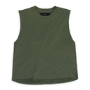 SHOTGUN CROPPED MUSCLE MILITARY GREEN TANK