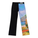 BLACK PRINT PANEL YIANNIS ISLAND STRAIGHT JEANS