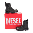 D-HAMMER DENIM ZIPPER BOOT WITH BUCKLE LOGO