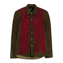 BROWN FRINGE BUTTON-DOWN SHIRT