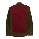 BROWN FRINGE BUTTON-DOWN SHIRT