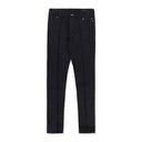 BLACK FRAYED STRAIGHT-FIT JEANS