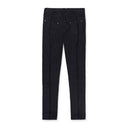 BLACK FRAYED STRAIGHT-FIT JEANS