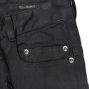 BLACK FRAYED STRAIGHT-FIT JEANS
