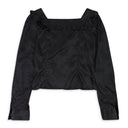 BLACK JACQUARD BUTTON BLOUSE
