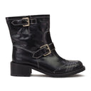 BLACK/WHITE THREAD SIDE LOGO ANKLE BOOTS
