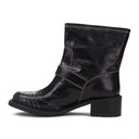 BLACK/WHITE THREAD SIDE LOGO ANKLE BOOTS