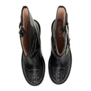 BLACK/WHITE THREAD SIDE LOGO ANKLE BOOTS