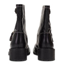 BLACK/WHITE THREAD SIDE LOGO ANKLE BOOTS