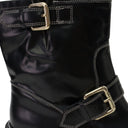 BLACK/WHITE THREAD SIDE LOGO ANKLE BOOTS