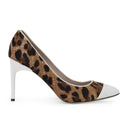 BROWN/WHITE LEOPARD HEELS