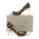 BROWN/WHITE LEOPARD HEELS