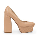 NUDE WEAVED LEATHER PLATFORM HEELS
