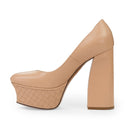 NUDE WEAVED LEATHER PLATFORM HEELS