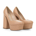 NUDE WEAVED LEATHER PLATFORM HEELS