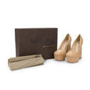 NUDE WEAVED LEATHER PLATFORM HEELS