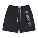 BLACK STUDDED LOGO SHORTS