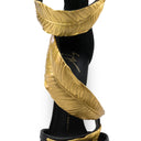 BLACK/GOLD LEAF STRAPS HEELS