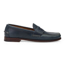 NAVY ELTHAM SMOOTH OILED PULL UP LOAFERS