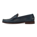 NAVY ELTHAM SMOOTH OILED PULL UP LOAFERS
