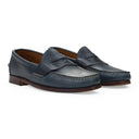 NAVY ELTHAM SMOOTH OILED PULL UP LOAFERS