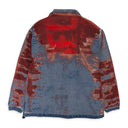 RED MIXED FABRIC ZIP UP JACKET