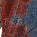 RED MIXED FABRIC ZIP UP JACKET