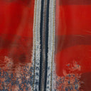 RED MIXED FABRIC ZIP UP JACKET