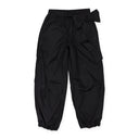 BLACK ANKLE GATHERED W/ BOW DETAIL TRACK TROUSERS