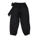 BLACK ANKLE GATHERED W/ BOW DETAIL TRACK TROUSERS