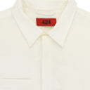OFF-WHITE TEXTURED SHORT SLEEVE BUTTON-DOWN SHIRT